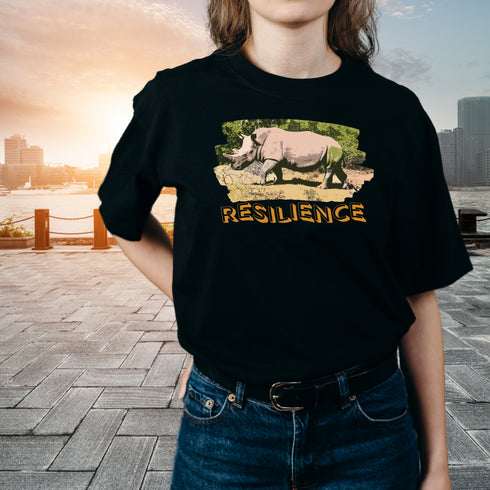 Rhinoceros Resilience Motivational Crewneck T-Shirt-Unisex